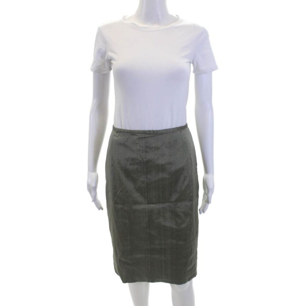 Jenne Maag Womens Back Zip Knee Length Pencil Skirt Green Size Small